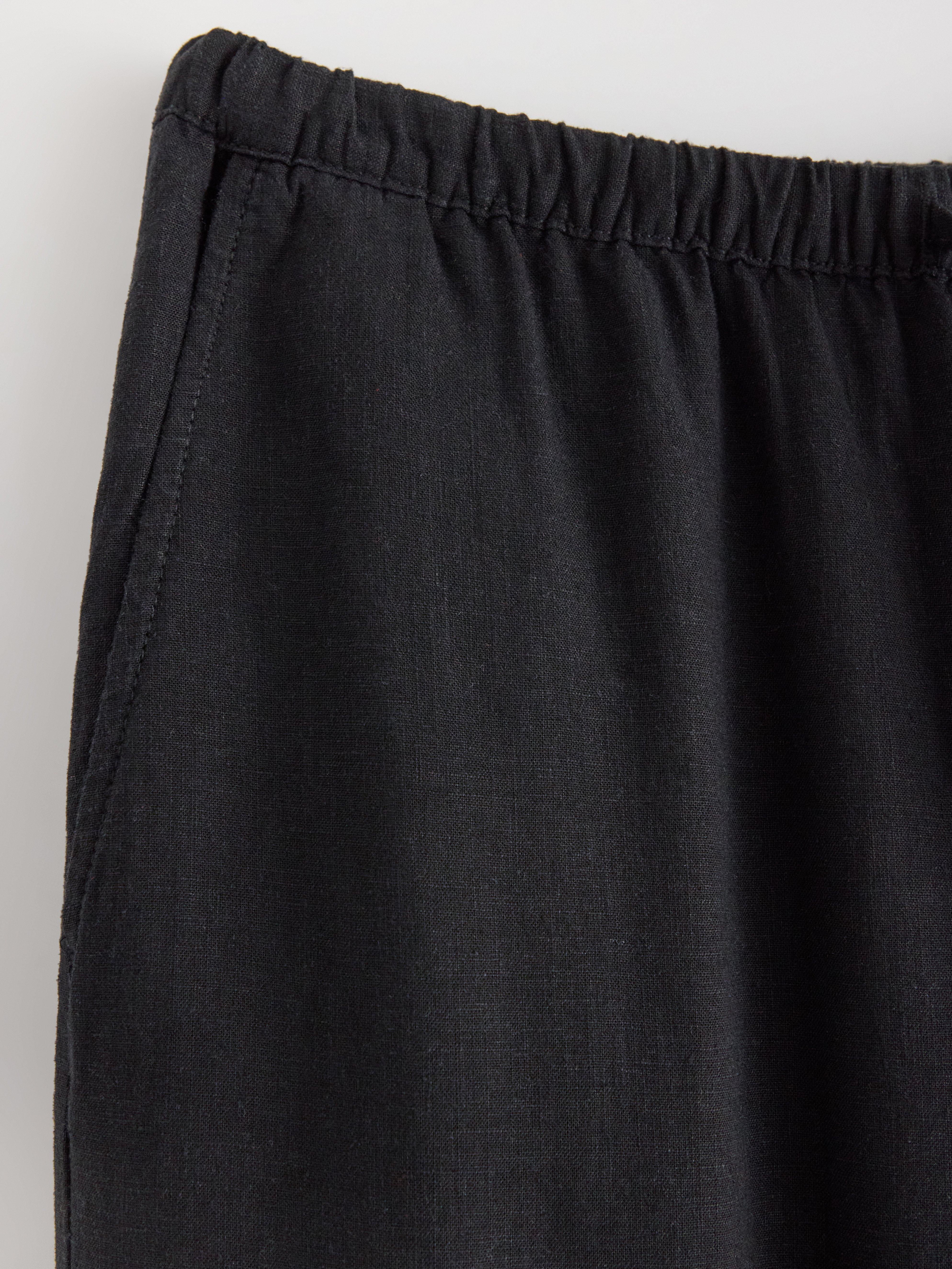 Calça reta BELLA em mistura de linho preta