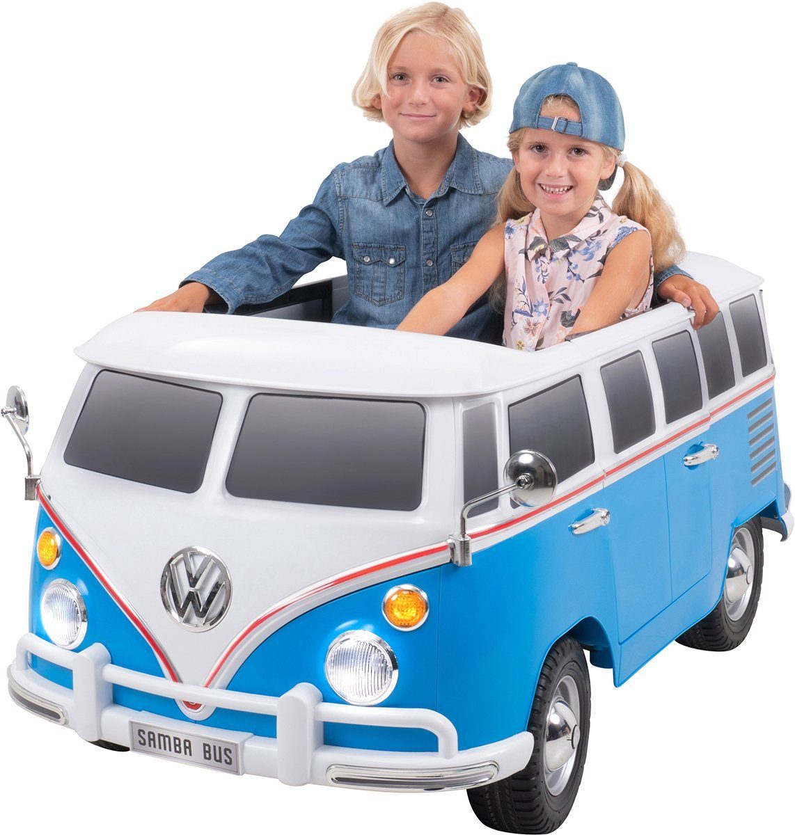Actionbikes Motors sähköinen lastenauto VW Bus Bulli T1, kantavuus 40 kg, (2 kpl), EVA-umpikumirenkaat - VW Bulli - 3-vuotiaille alkaen. Lasten sähköauto