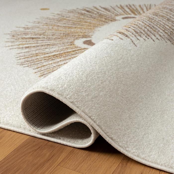 Tapis enfant 120x170 rectangle tissé crème motif animaux SWEETLION