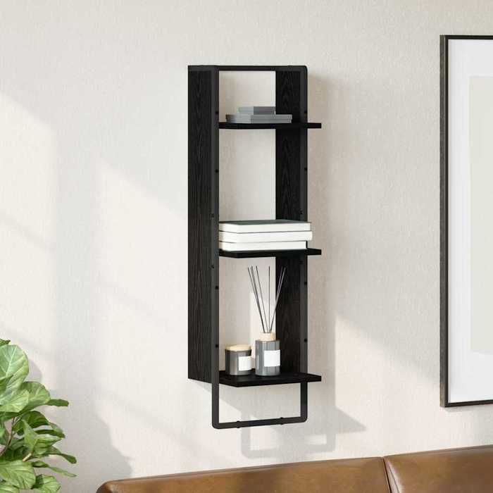 MOT12202 - Estante de pared, roble negro, 30 x 25 x 100 cm, madera de ingeniería