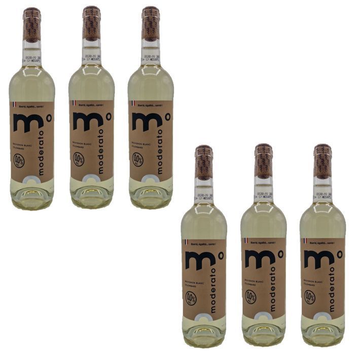 Moderato - Pack de 6 bebidas sin alcohol a base de vino Moderato - Botella de 750 ml