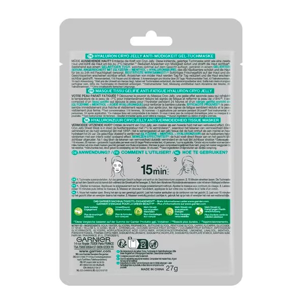 „Garnier SkinActive Cryo Jelly“ veido kaukė nuo nuovargio su hialurono rūgštimi<br>