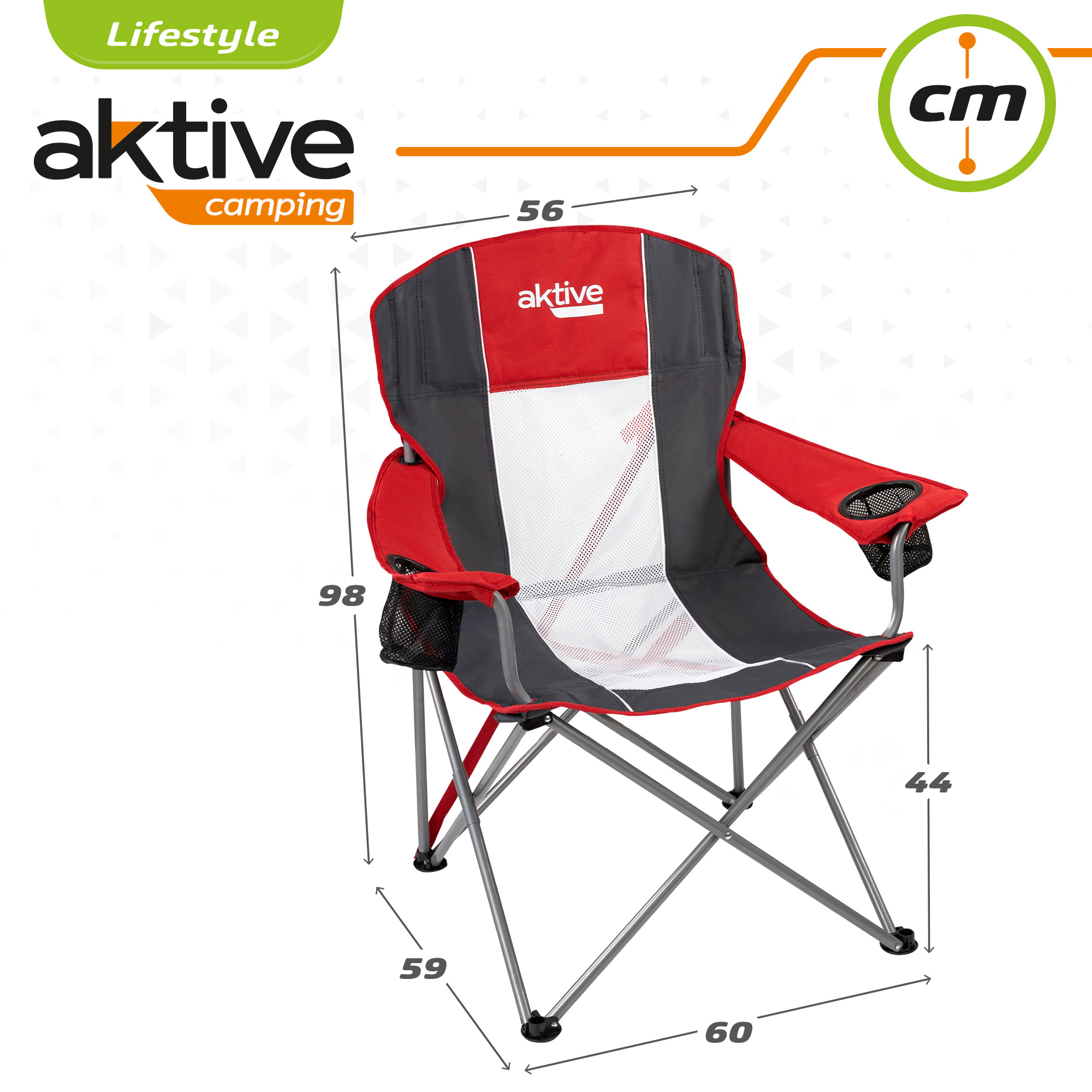 Silla Plegable Camping Xl Con Posavasos Aktive