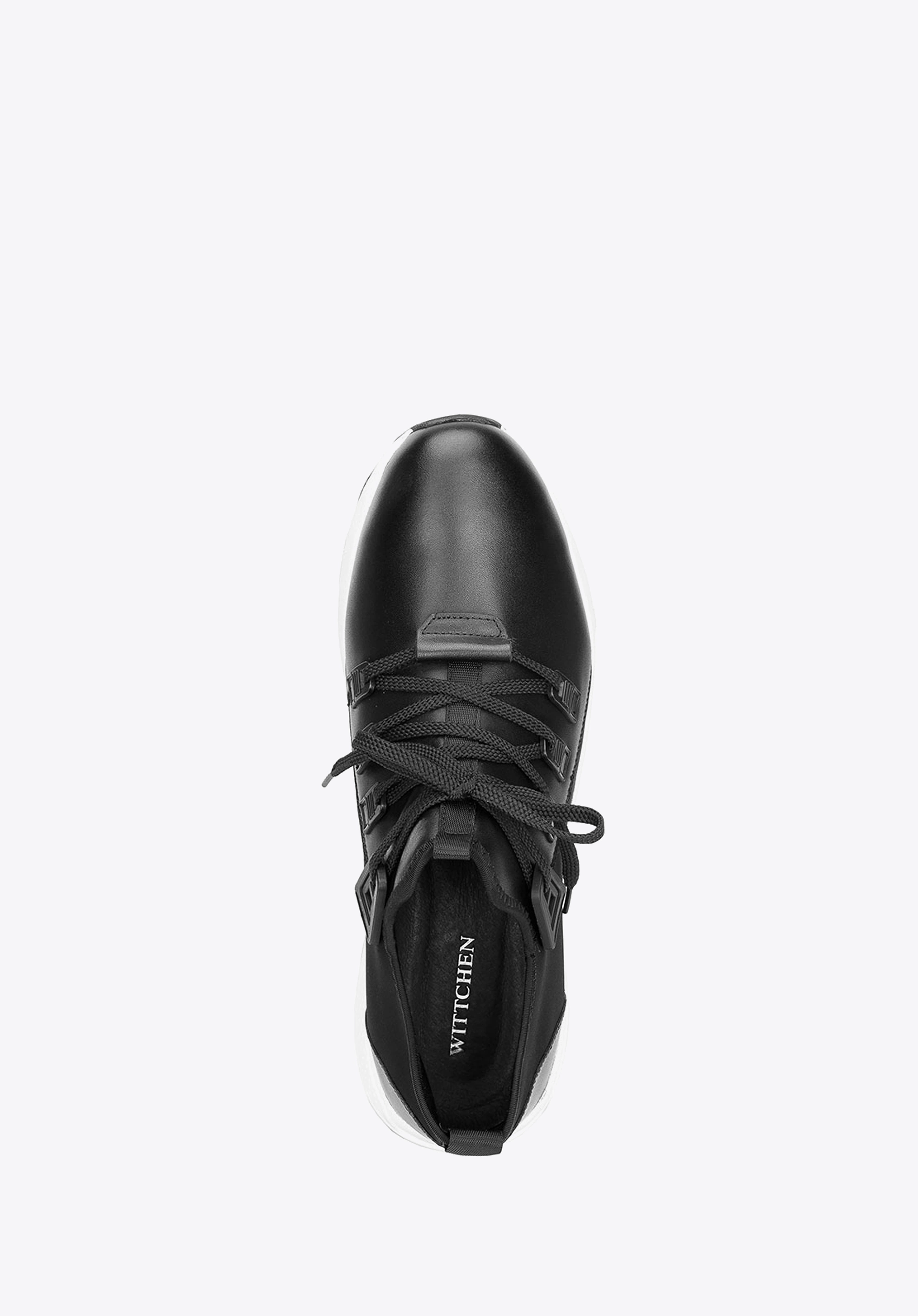 Męskie sneakersy ze skóry i tkaniny czarne