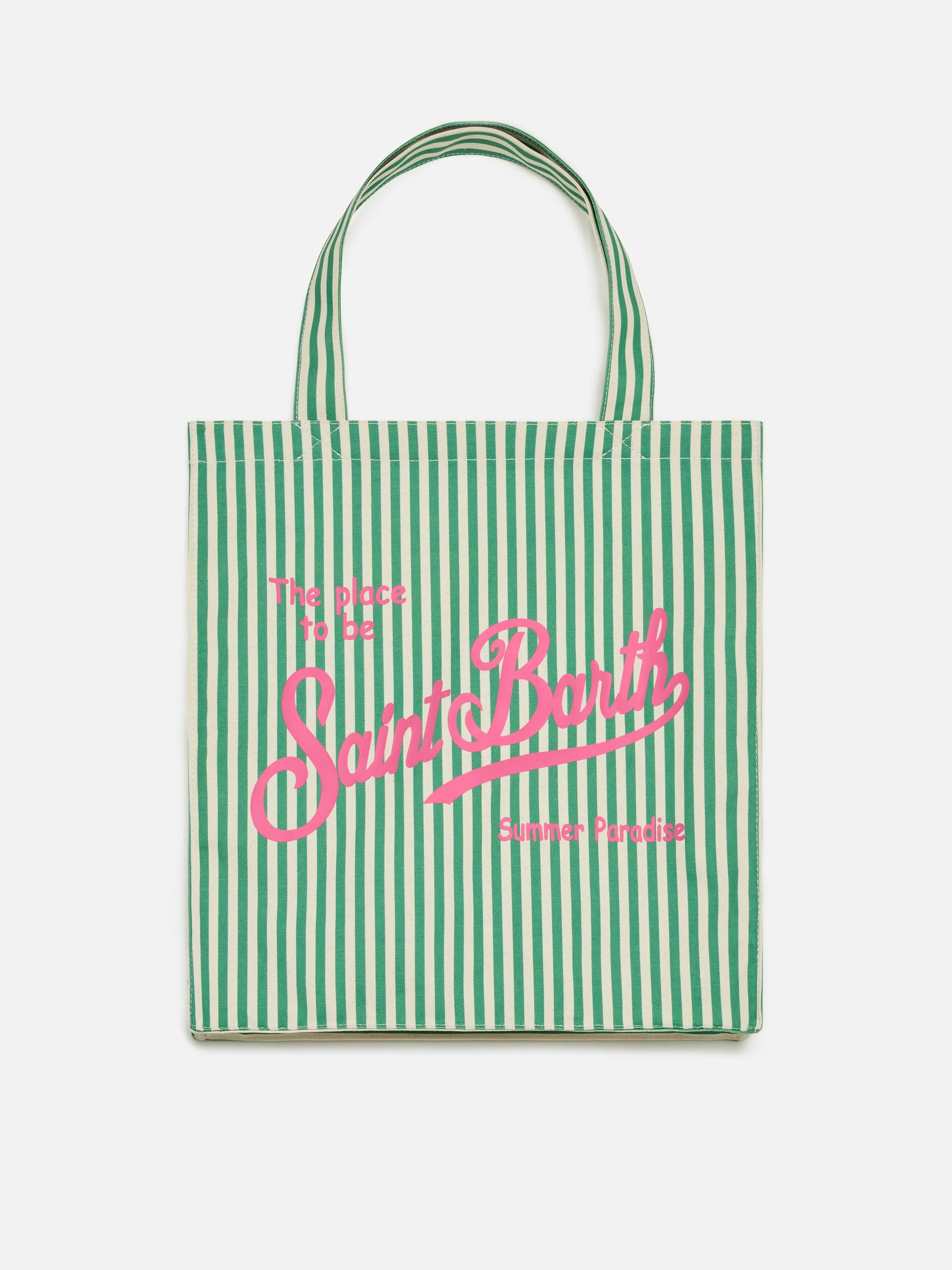 Essentiële gestreepte katoenen tas met Saint Barth-logo