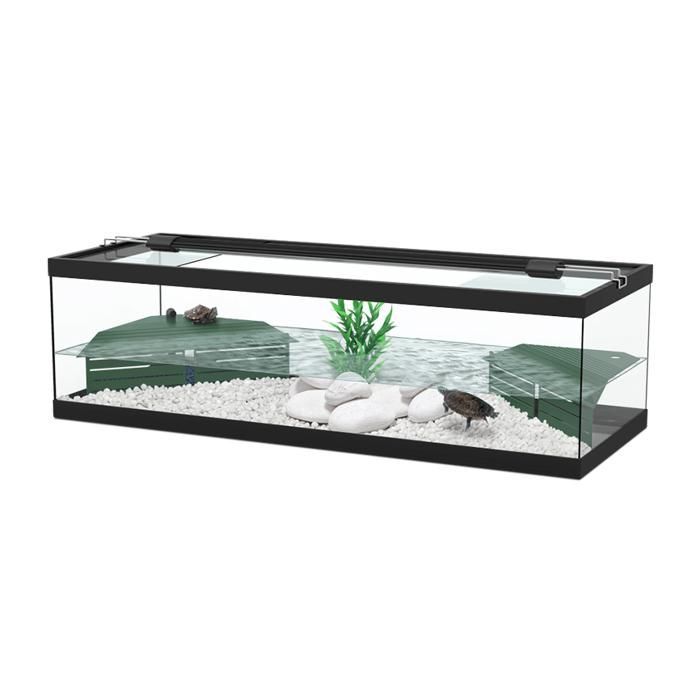 Aquarium pour tortues d'eau - Aquatlantis - Tortum - Noir - 104x40x30cm - Filtre