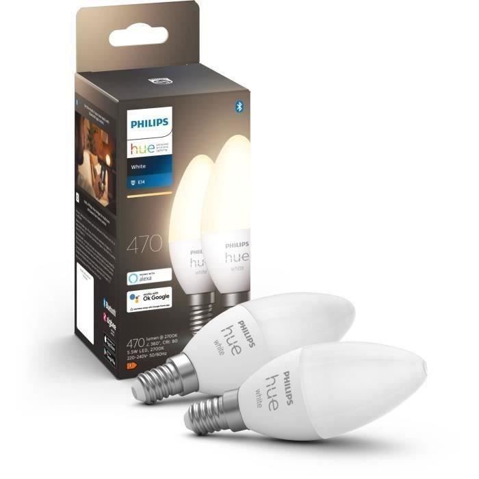 Bombillas inteligentes Philips Hue HW de 5,5 W con casquillo E14 (x2)