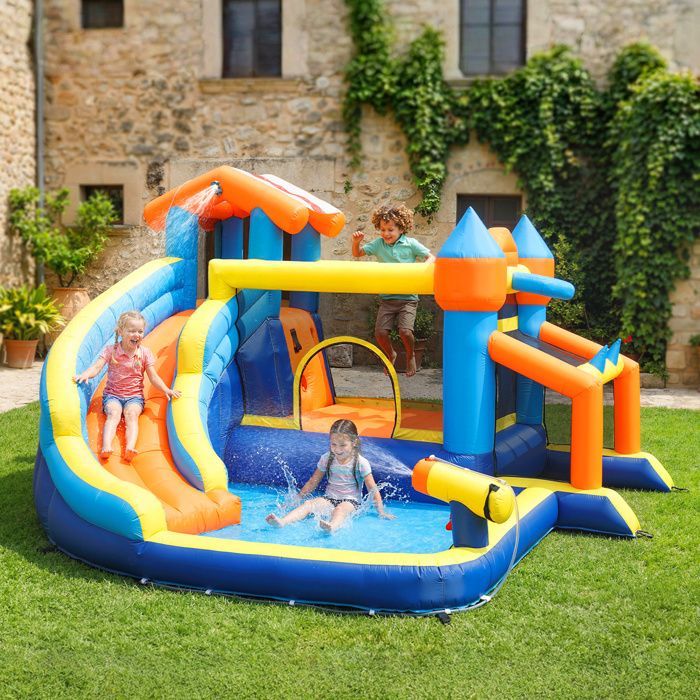 AIYAPLAY Hüpfburg – 8 in 1 – Rutsche, Trampolin, Pool und Gebläse – Oxford-Gewebe – 350 x 325 x 210 cm – mehrfarbig