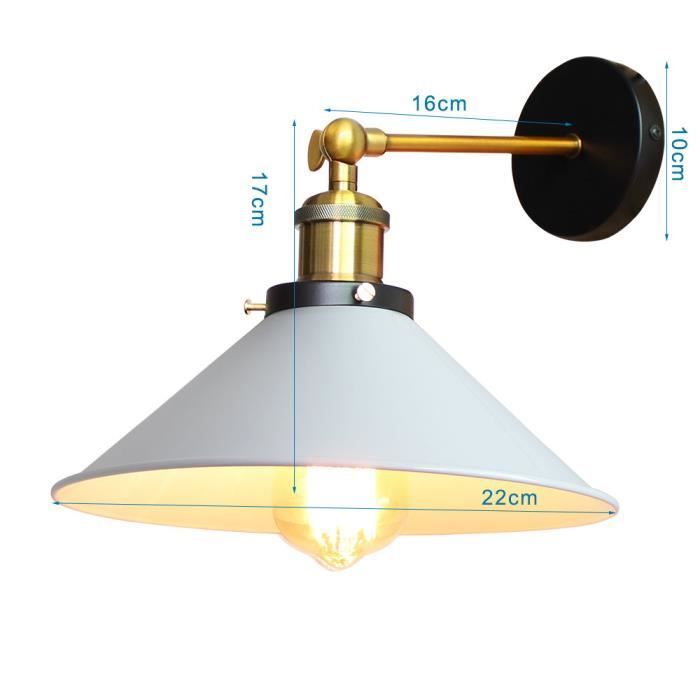 UNI Rétro Vintage Applique Murale Industrielle E27 22cm LED Appliques Murales Escaliers Salle de Bains