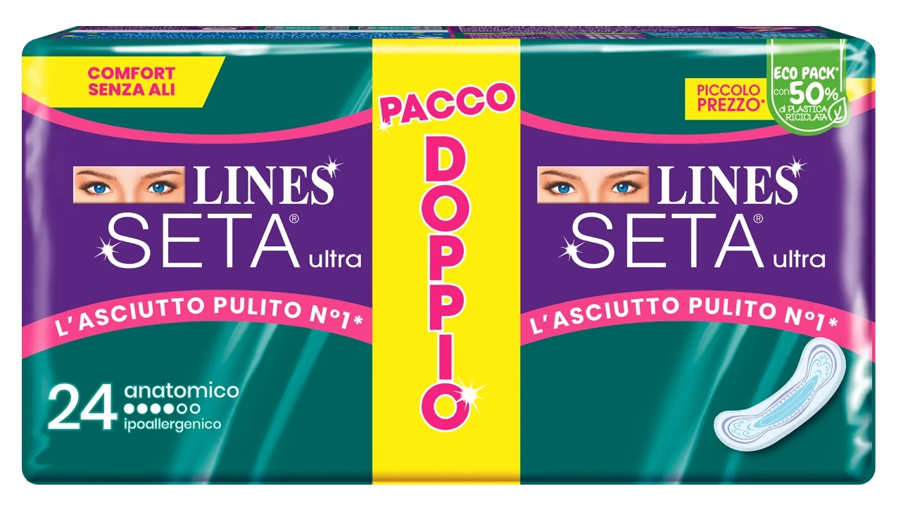LINES Lines Silk Ultra Absorbent Anatomical Vp Dwct 24 gabali Modelēta forma