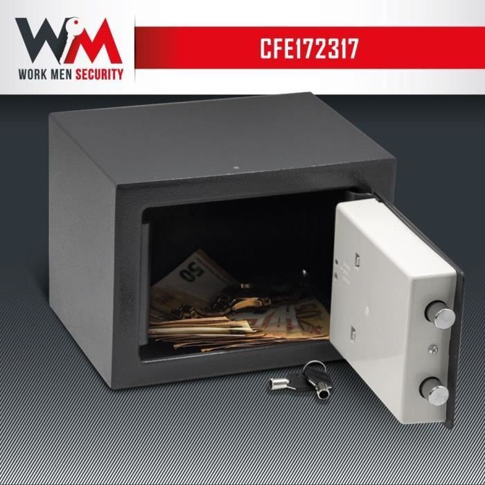 Coffre fort électronique - Work Men Security - CFE172317 - Dimensions extérieur 17 x 23 x 17 cm