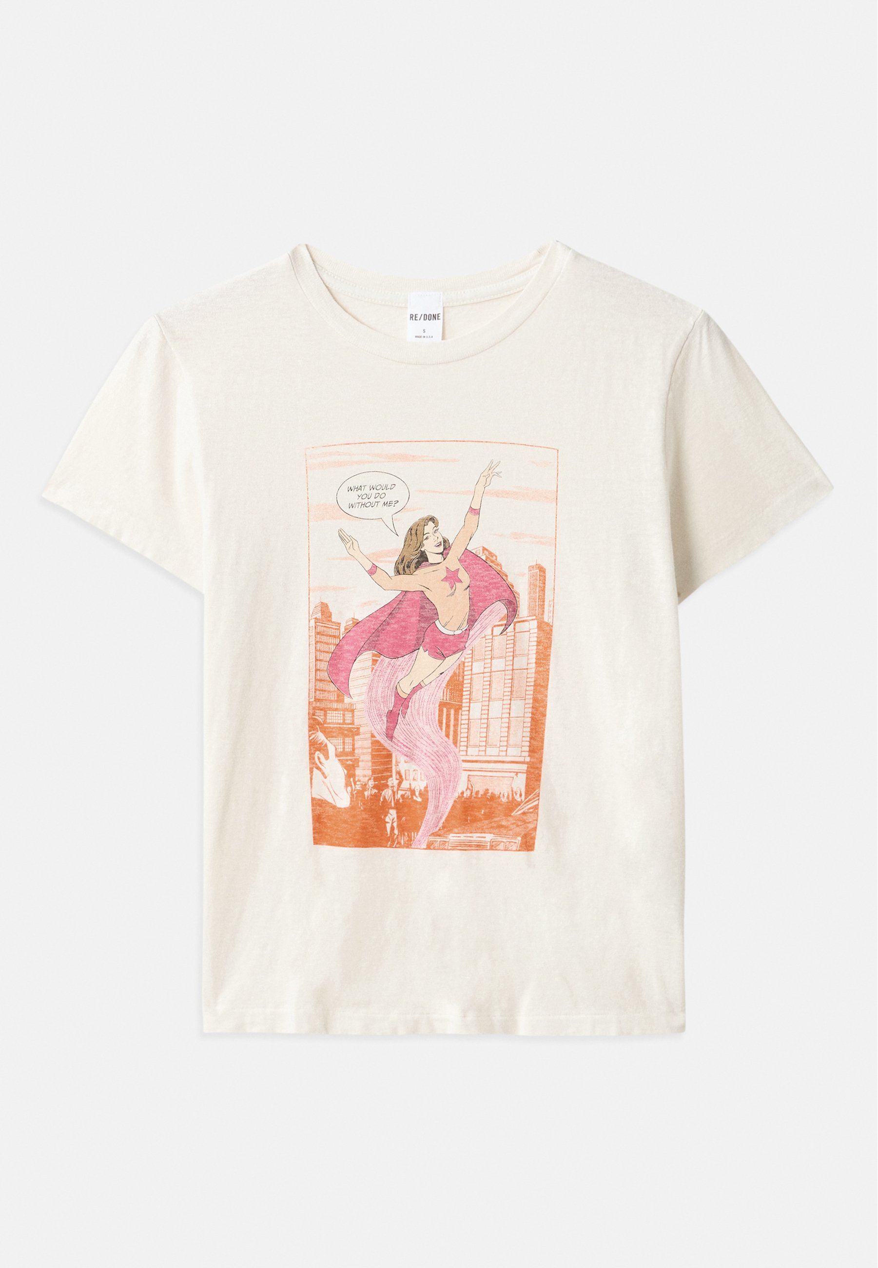 RE/DONE CLASSIC TEE SUPERHELDEN - T-shirt met print - vintage wit
