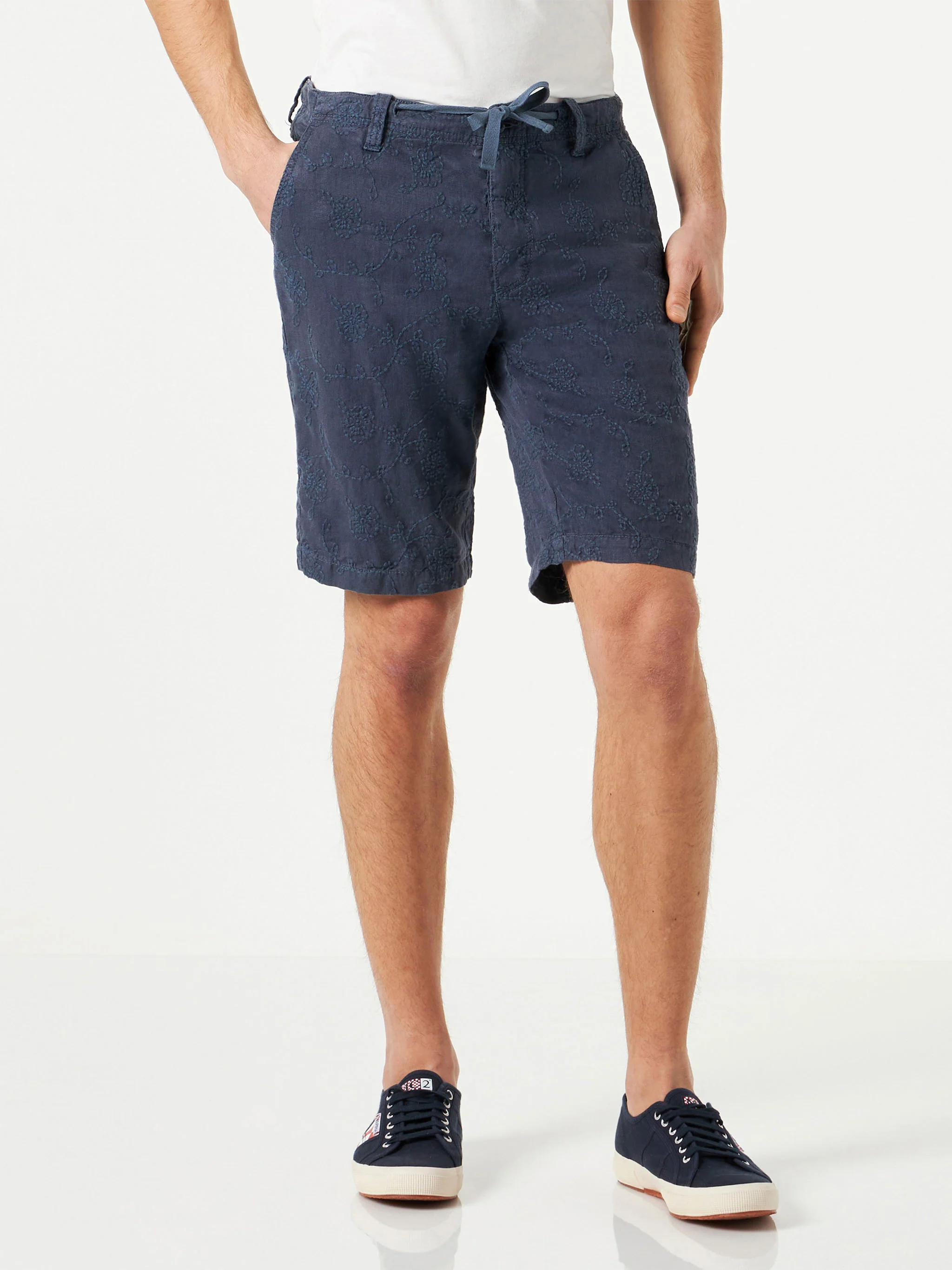 Blauwe Bermuda-shorts met borduursels