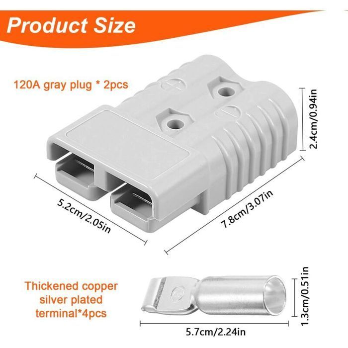 Connecteur de batterie rapide - Virex® - 120A - 600V - Pour camping-car et caravane - Contacts argentés
