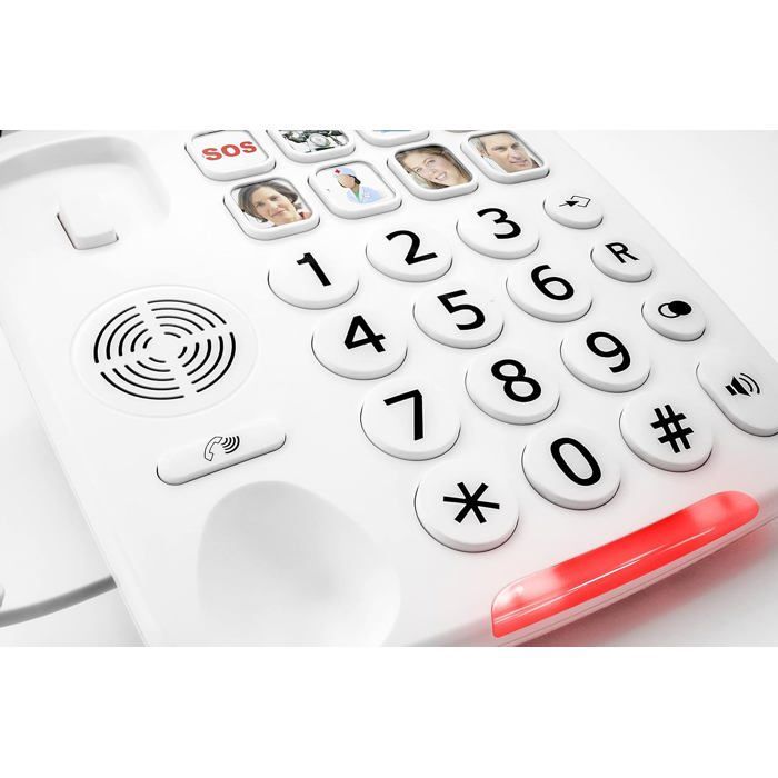 Geemarc PhotoPHONE 110 - Teléfono fijo amplificado con botones grandes, botones para fotos y altavoz para personas mayores