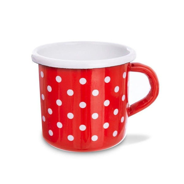 Kubek emaliowany retro grochy TECKA 400 ml