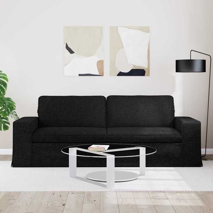 Sofá negro de metal de 222 x 80 x 82 cm.