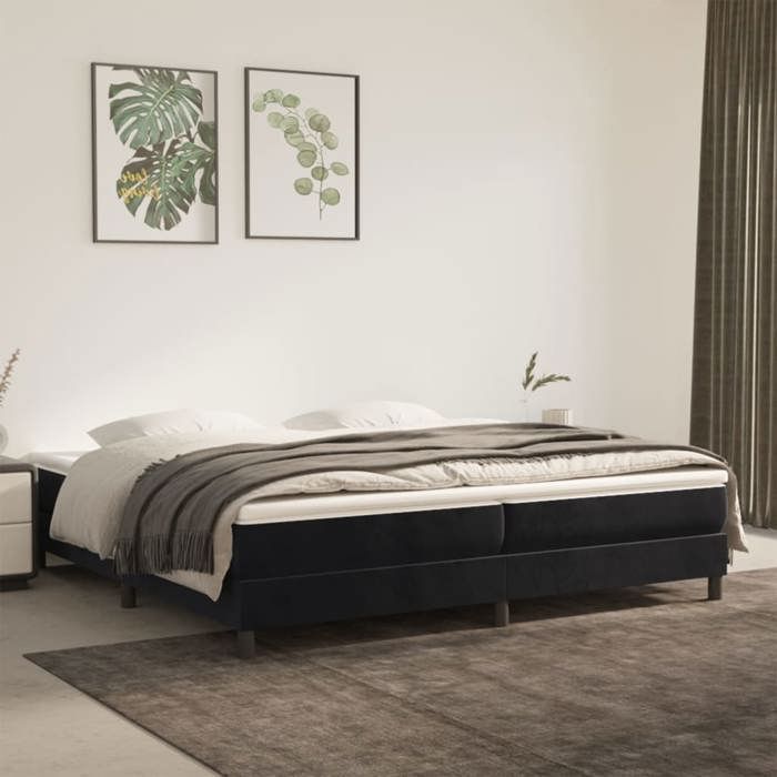 Struttura letto con materasso - Maison Exclusive - Nero - 200x200 cm - Velluto - Massimo relax