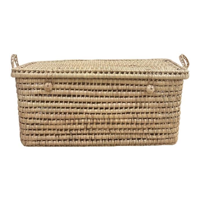 Baúl de almacenamiento de hoja de palma natural de 60 cm