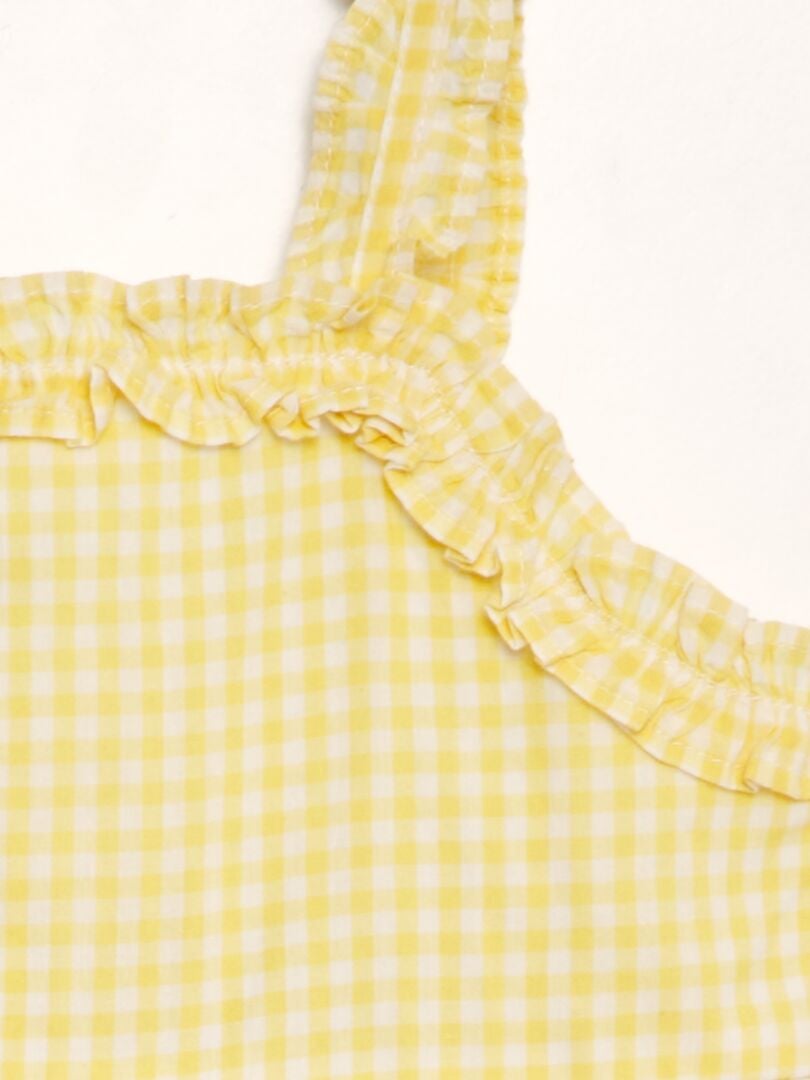 Kombinezon z woalu bawełnianego w kratkę gingham - ŻÓŁTY