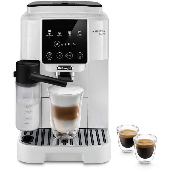 Cafetera espresso DELONGHI Magnifica Start ECAM220.61.W con molinillo + 2 TAZAS GRATIS - Acero inoxidable blanco - Cafetera automática de grano a taza