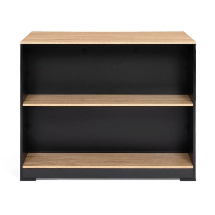 Mesa de bar isla IDMARKET JUNO en madera negra con tablero efecto haya