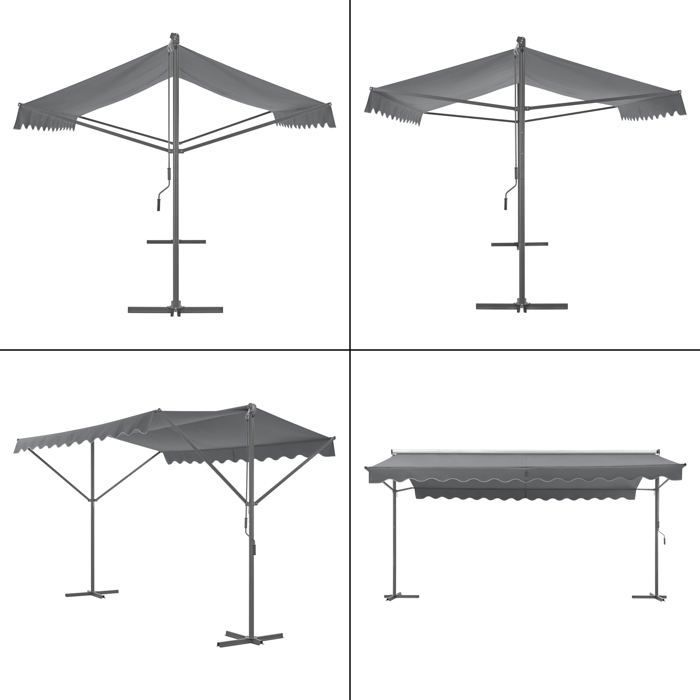 Store banne autoportant à double pente 500 x 300 x 260 cm gris foncé 03_0008296