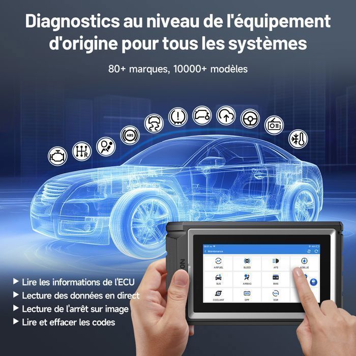 Outil de diagnostic TOPDON ArtiDiag800 BT-FR OBD2 Scanner Valise Diagnostic Auto avec AutoScan