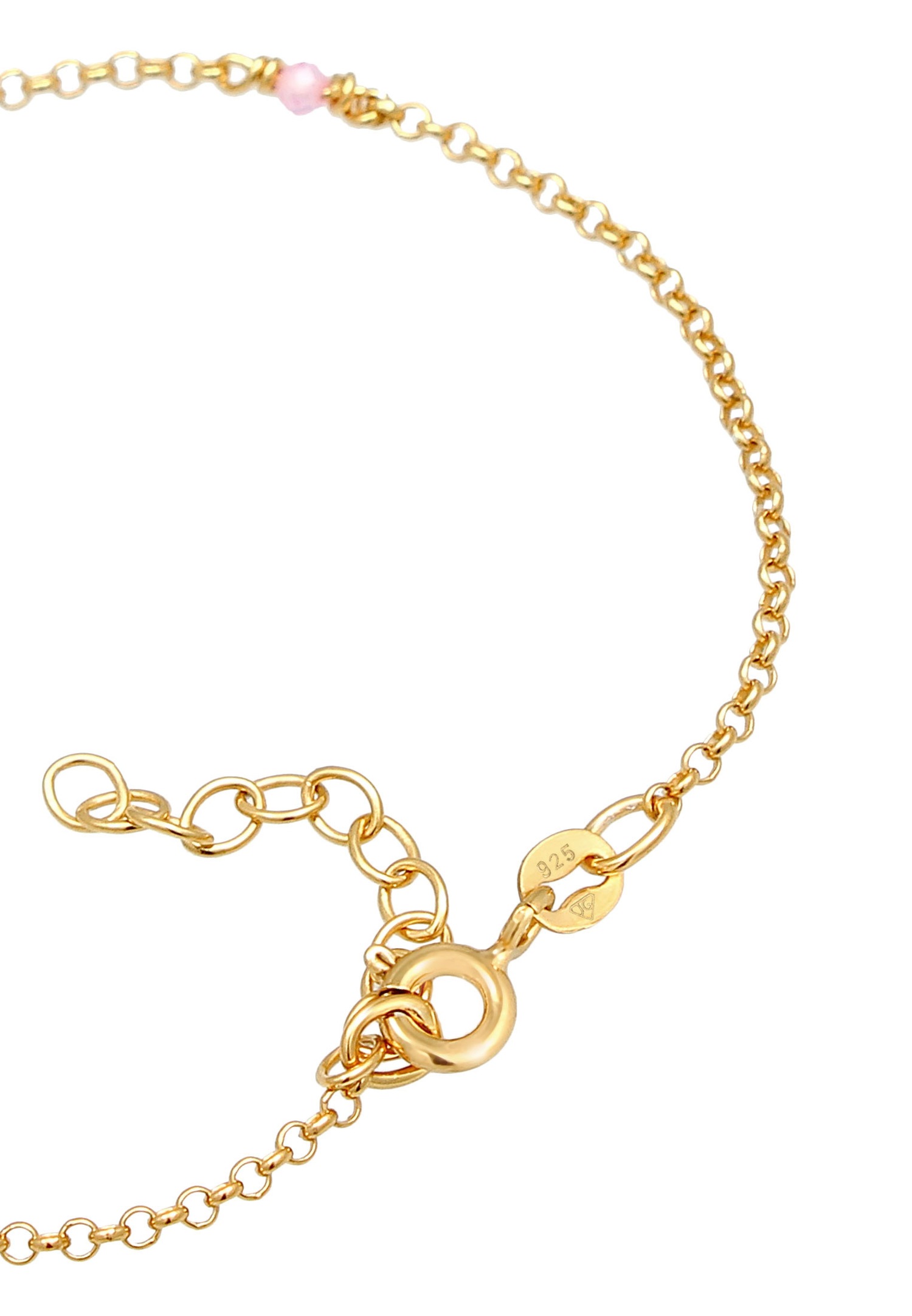 Elli Dames Pièce de Monnaie Sun Vintage Trend Réglable avec Quartz Rose en Argent Sterling 925 plaqué Or