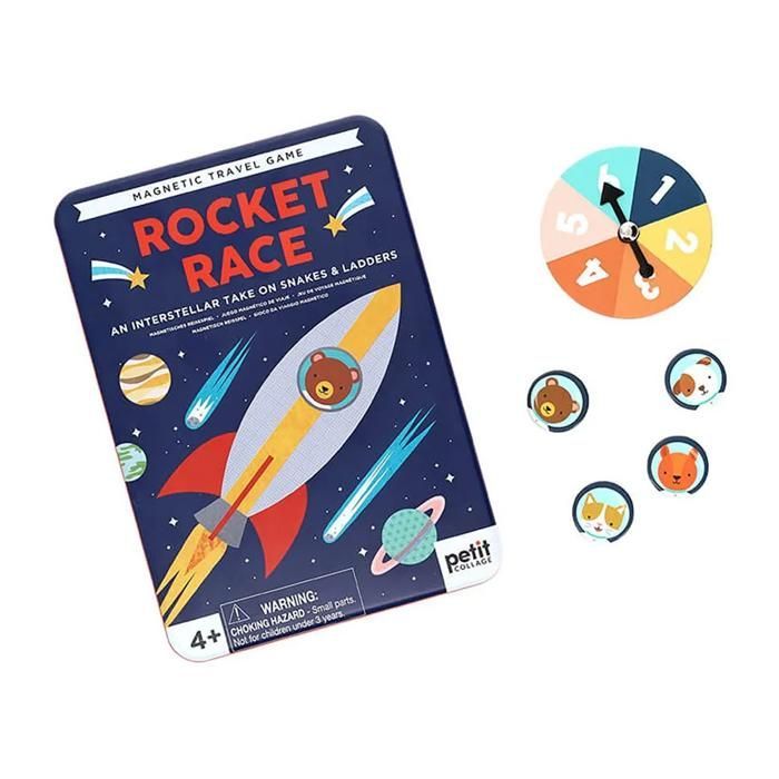 Jeu de Voyage Magnétique - Petit Collage - Rocket Race - Thème Spatial - 2-4 Joueurs