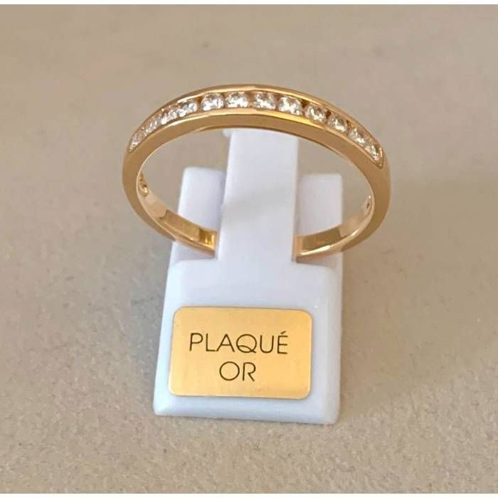 Wedding band set with zirconium crystals, 18k gold plated, sizes 50 to 60 - Bijouxia - Jewelry - Unisex