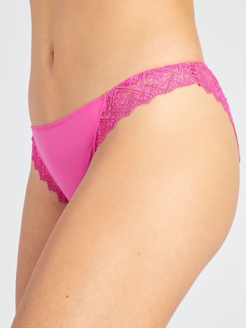 Calcinha de renda e microfibra - ROSA