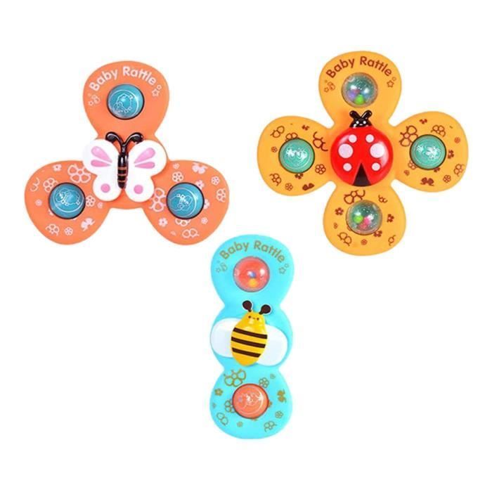 Juguetes con ventosa, juguetes para el baño del bebé, spinner para bebé, juego de 3 juguetes con ventosa para bebé, juguetes sensoriales para bebés