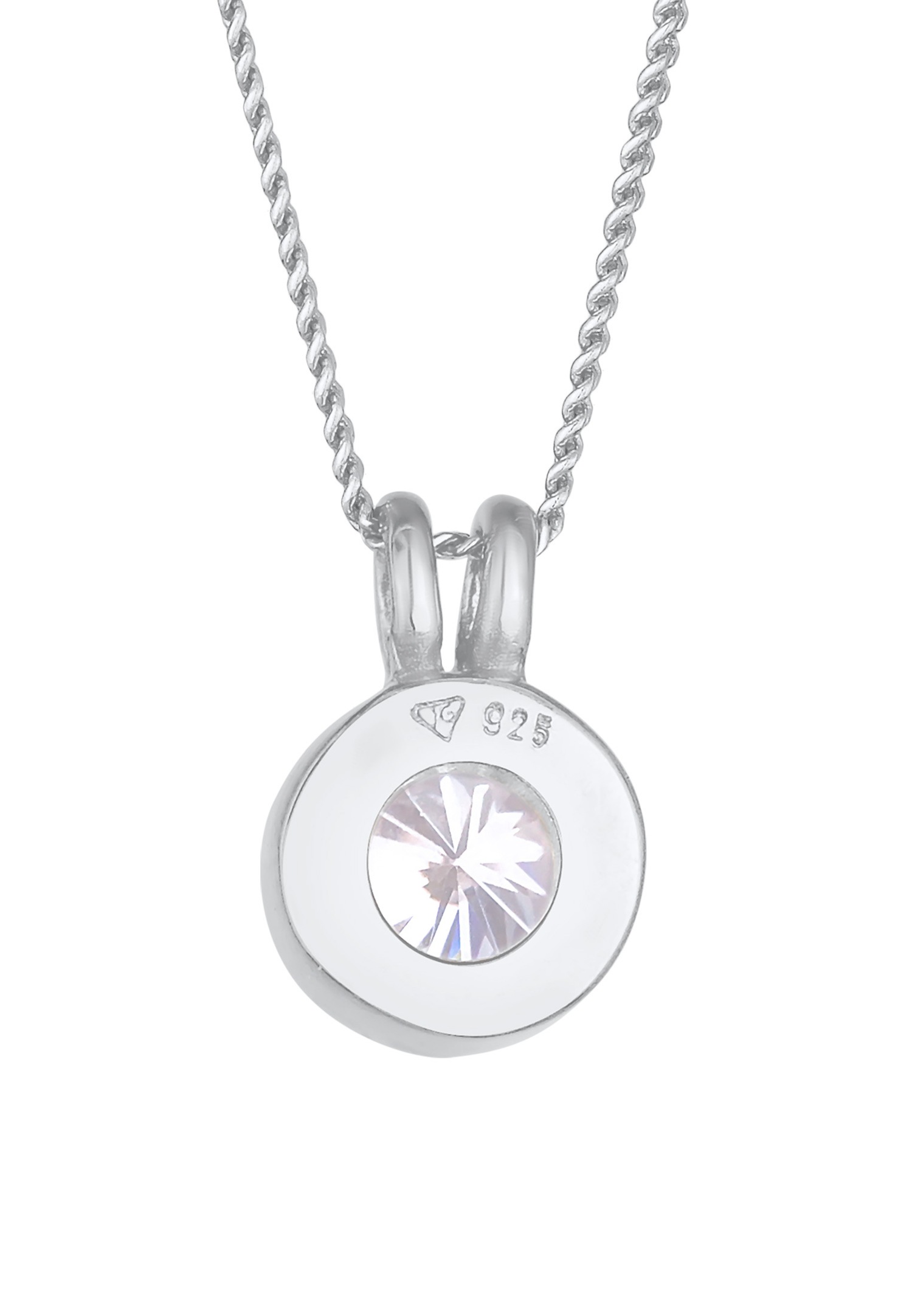Elli Femmes Pendentif Solitaire Rond Classique avec Cristal de Zirconium en Argent Sterling 925