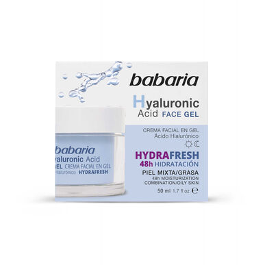 Babaria Hyaluronihappoa sisältävä kasvogeelivoide, virkistävä kosteusvoide sekaiholle, 50ml