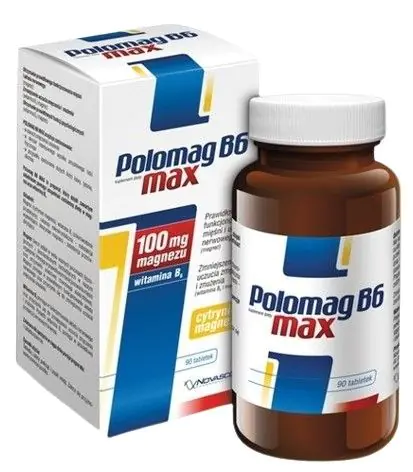 Polomag B6 Max, Suplement diety z magnezem i witaminą B6, Tabletki
