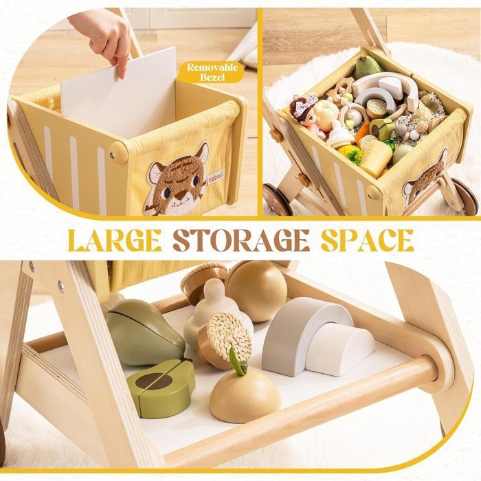 Bébé poussoir walker - ROBOTIME ROBUD Chariot de courses en bois - Forest King