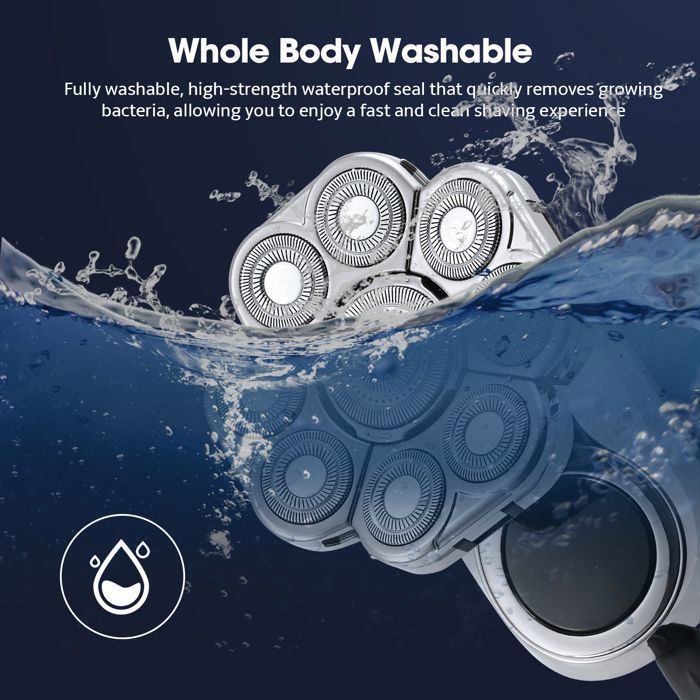 TTLIFE Rasoir Electriques Hommes Cheveux 6 en 1 Rasoir Crane Rasoir 9D Flottant tanche Humide Sche Rechargeable US TONDEUSE A BARBE