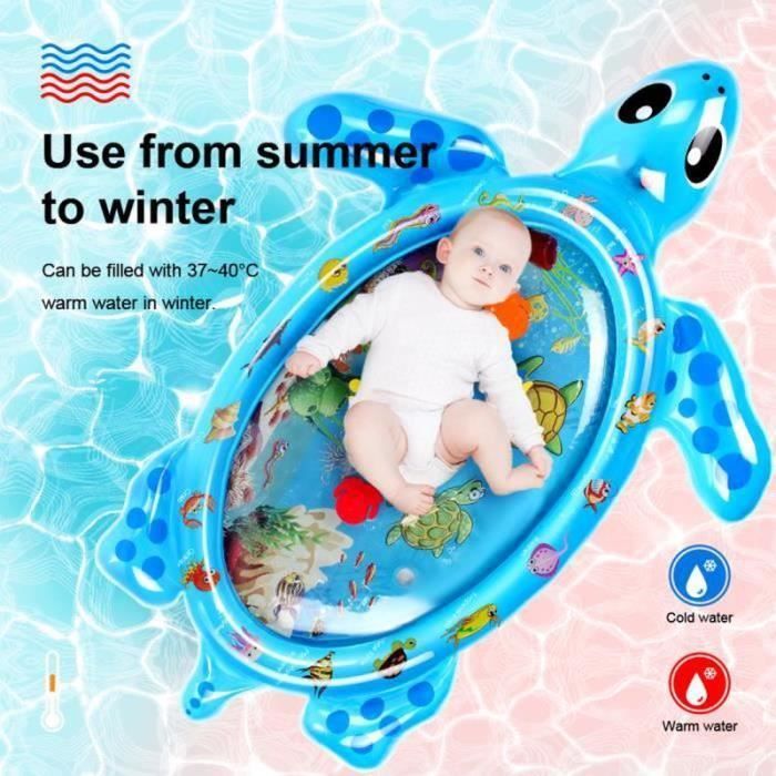 TAPPETO DA GIOCO - AREA GIOCHI 102*82CM Tappetino gonfiabile ad acqua, materasso da pavimento educativo per bambini a forma di tartaruga, BLU