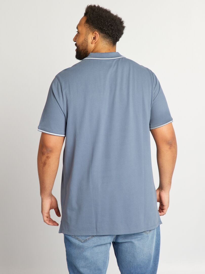 Polo shirt van contrasterend katoen - BLAUW