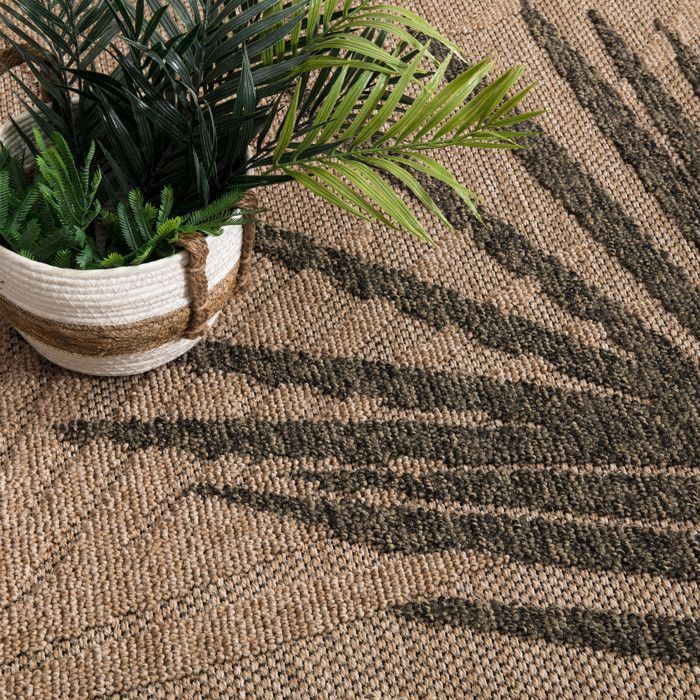 Alfombra de exterior Paco Home para salón o cocina, estampado floral bohemio, lavable a máquina, 3D beige/verde oscuro, 80x150 cm