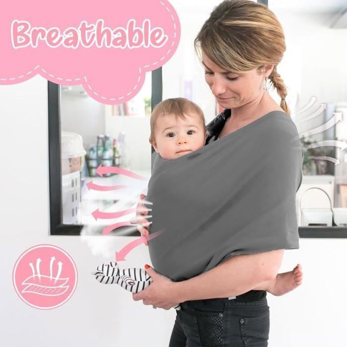 Portabebés tipo fular, portabebés multifuncional para bebés de hasta 16 kg, portabebés elástico, portabebés tipo fular cómodo, portabebés tipo bandolera
