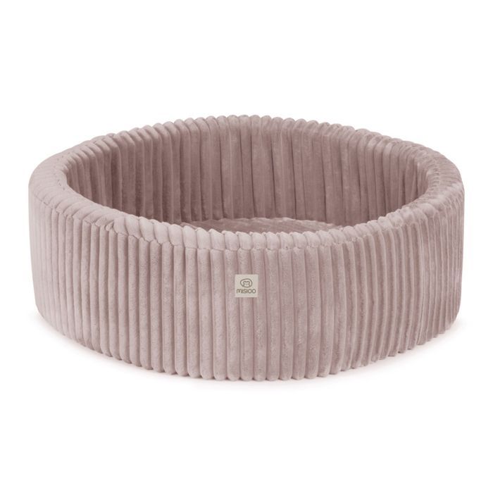 Piscina de bolas redonda MISIOO para bebés y niños, pana gruesa, rosa, 90x30 cm, 200 bolas: rosa/dorado/blanco perla