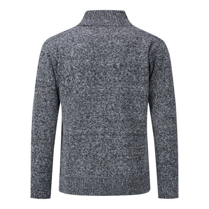 Cárdigan casual ajustado de punto grueso para hombre ALLTHEMEN, cuello alto, 5 colores lisos, gris oscuro, talla L