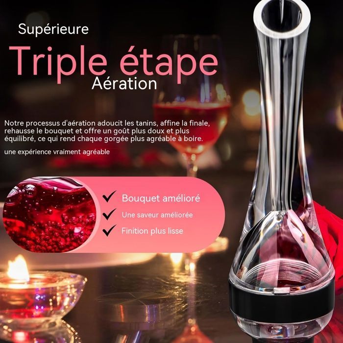 Decanter - CULINOREA - 22x5 cm - AS Material - Ample Oxygenation - With Empty Stopper and Corkscrew - Wine Accessories