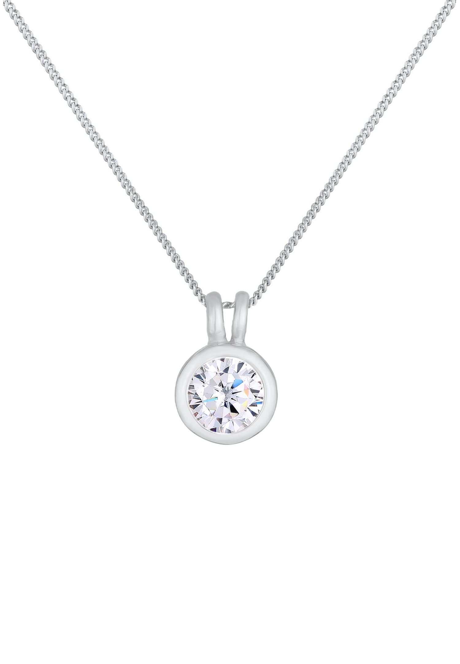 Elli Femmes Pendentif Solitaire Rond Classique avec Cristal de Zirconium en Argent Sterling 925