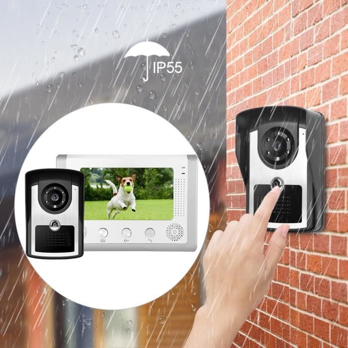 Campainha de vídeo com fio - ZERONE - 7 polegadas - Visão noturna infravermelha - Volume ajustável - Dispositivo inteligente