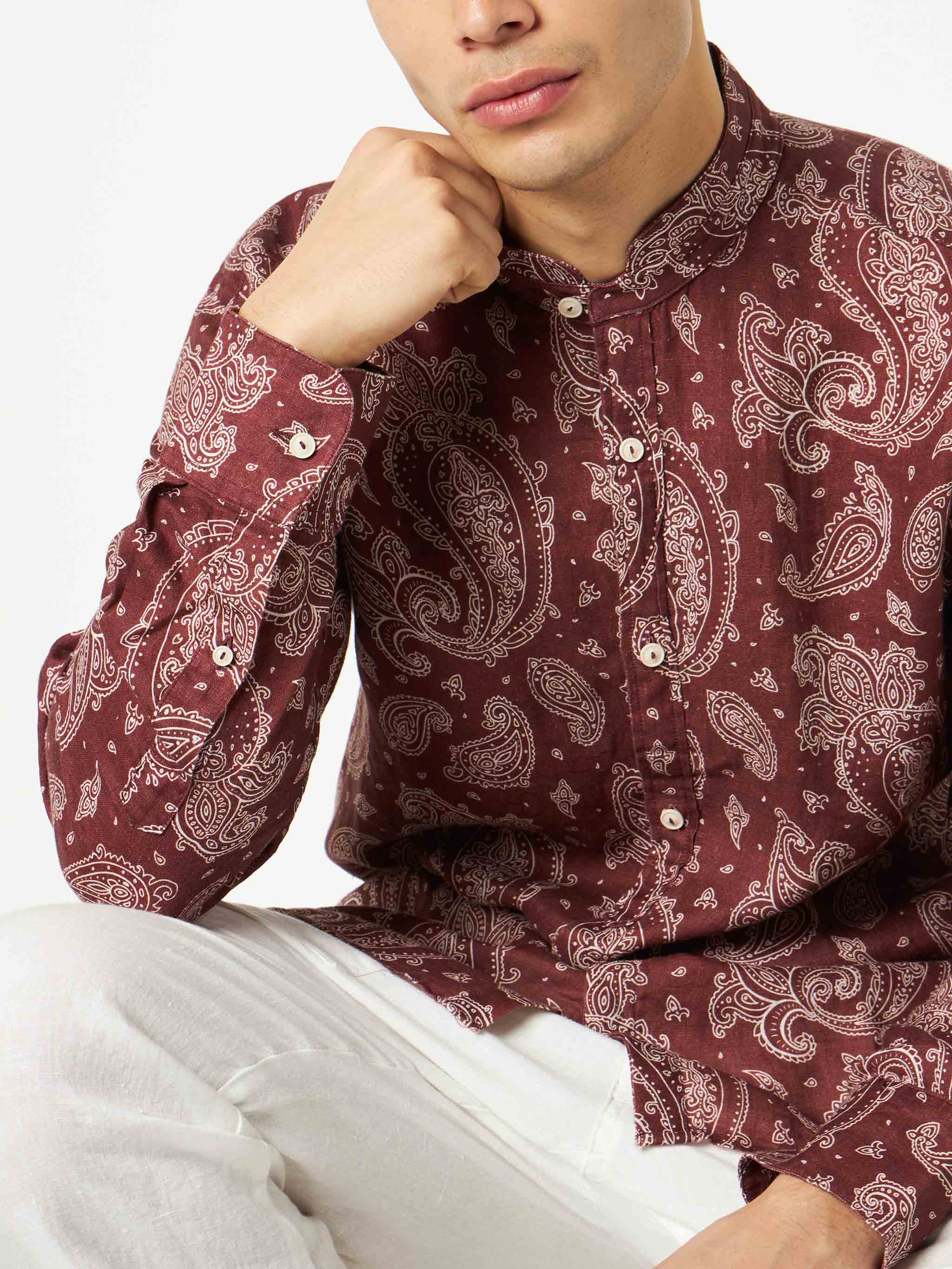 Herenoverhemd met paisleyprint