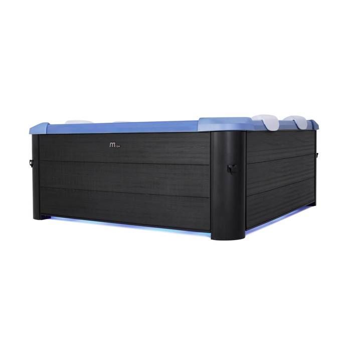 Bañera de hidromasaje rígida cuadrada azul OSLO SAPPHIRE para 6 personas con hidromasaje, 4 cojines y funda incluidos.