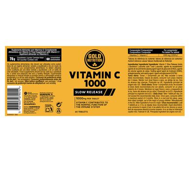 GOLDNUTRITION C-vitamin 1000 kapslar med långsam frisättning av C-vitamin 60 kapslar 60 kapslar